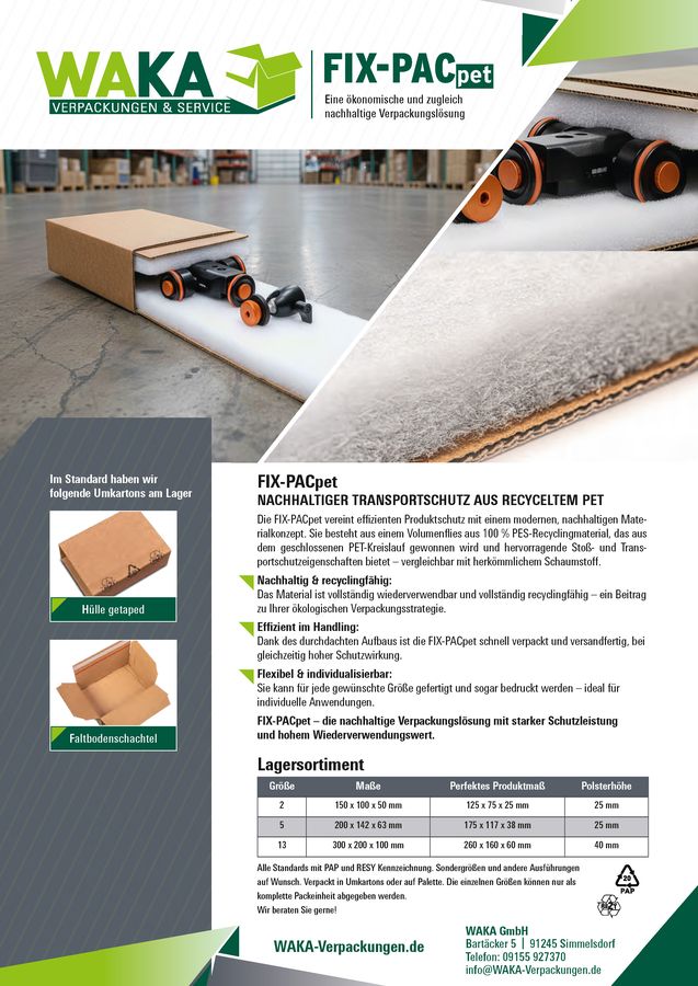WAKA Verpackungen — Produktflyer