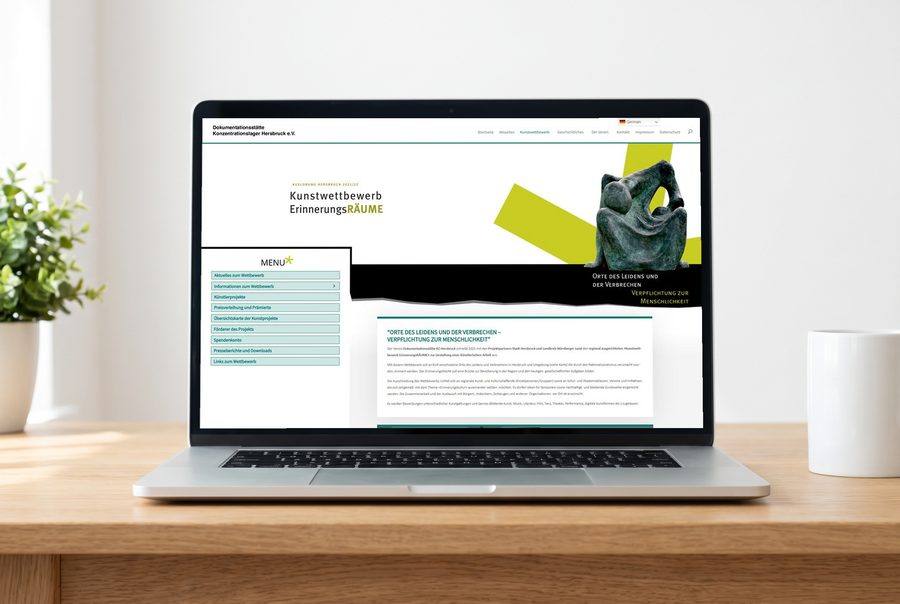 Webdesign für Kunstwettbewerb ErinnerungsRÄUME