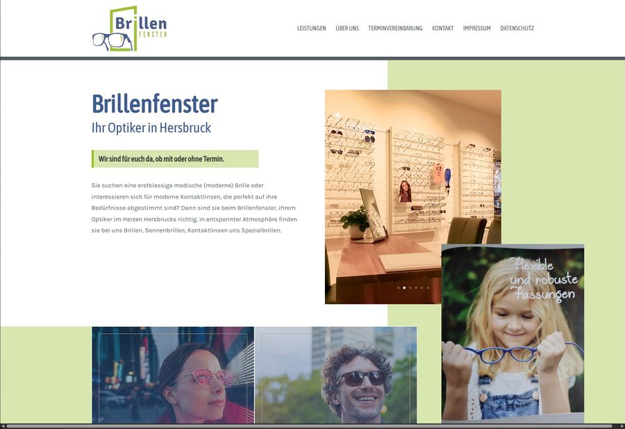 Webdesign für Brillenfenster