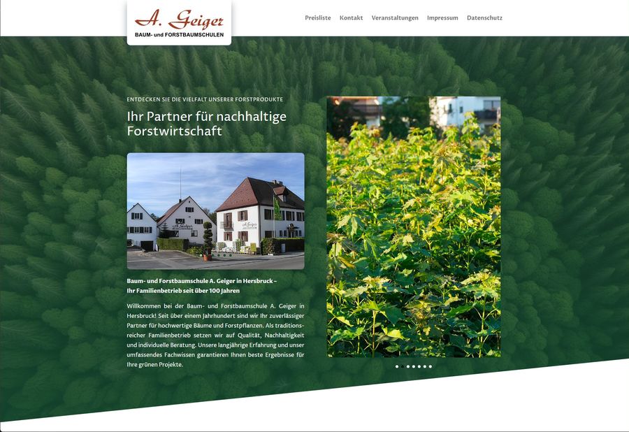 Webdesign für Forstbaumschulen Geiger