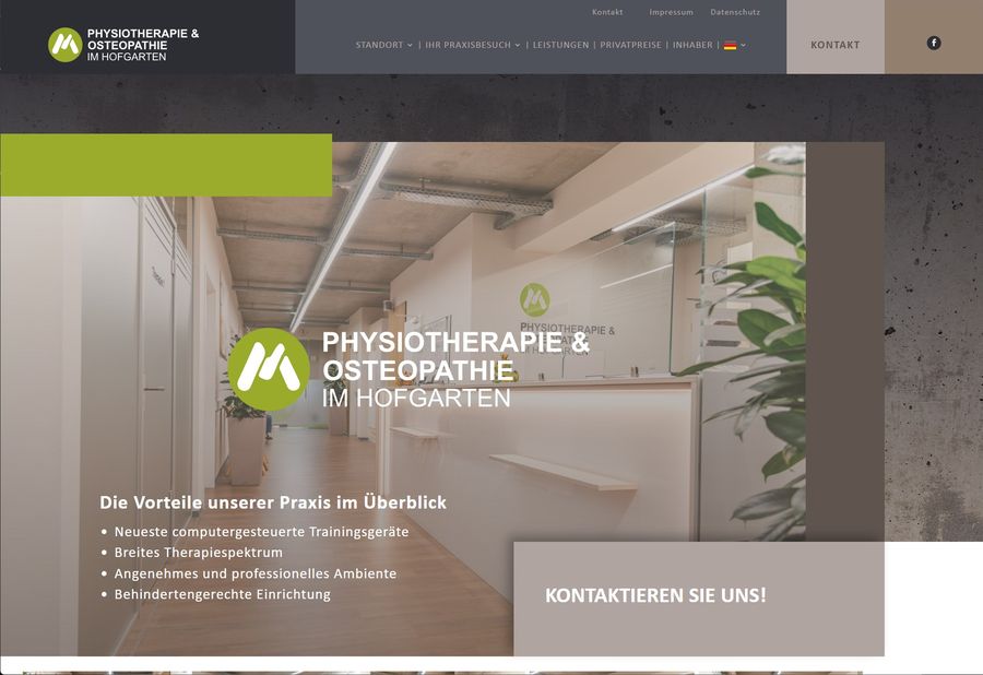 Webdesign für Physiotherapie im Hofgarten