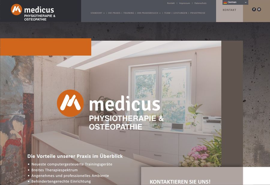 Webdesign für medicus Physiotherapie