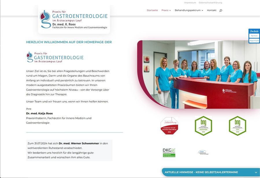 Webdesign für Praxis für Gastroenterologie Lauf