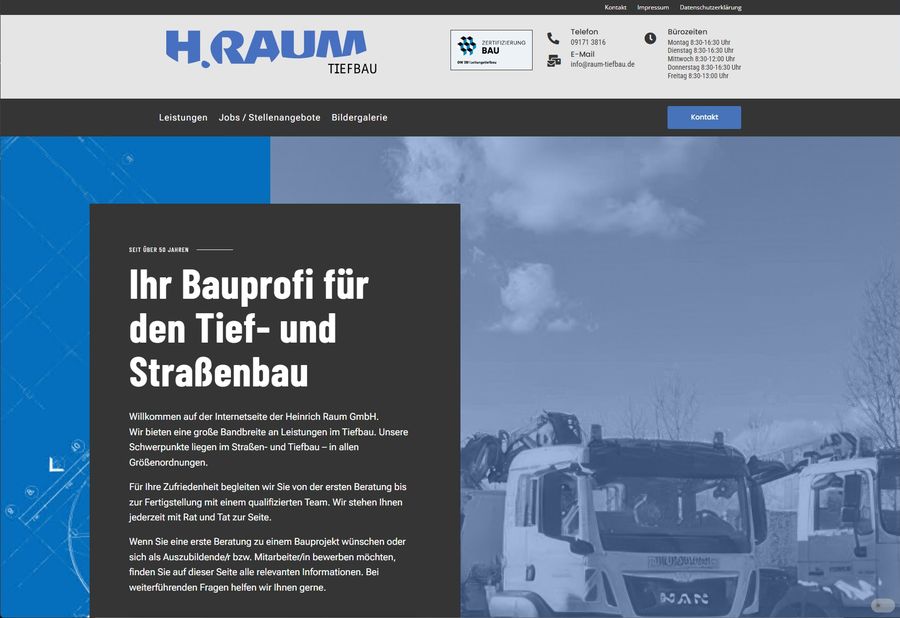 Webdesign für Raum Tiefbau