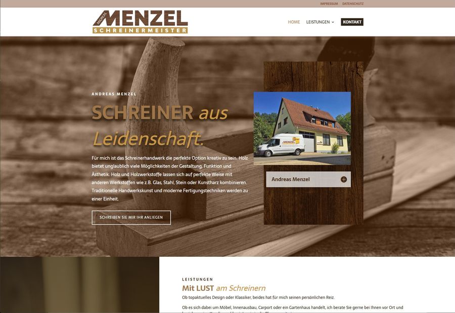 Webdesign für Schreinermeister Menzel