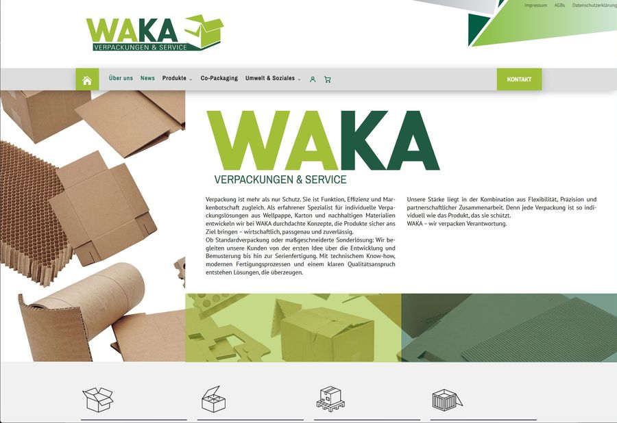 Webdesign für WAKA Verpackungen